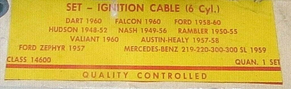 Ford Zephyr 1948-1960, Valiant Austin-Healey Nash Hudson 6 cilindros cables de bujía Foto 3 de 4