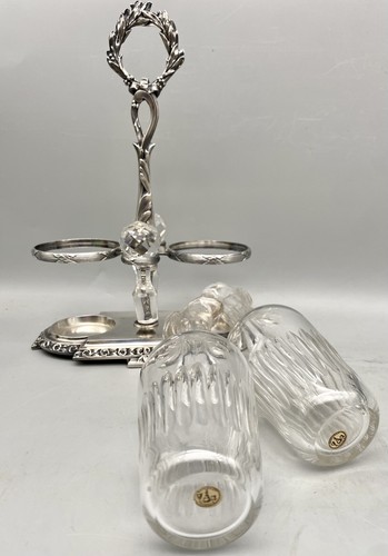 Gallia CHRISTOFLE Baccarat glass silver-plated oil - vinegar cruet ART NOUVEAU - Picture 13 of 24