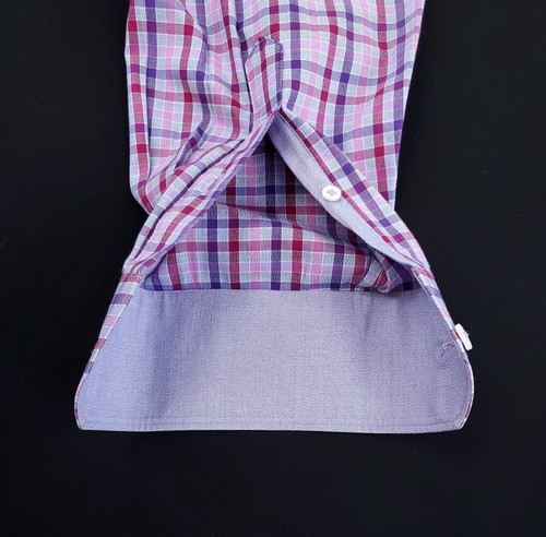 Camisa deportiva BUGATCHI Uomo para hombre en forma de L a cuadros manga larga abotonada usada en excelente estado - Imagen 7 de 13