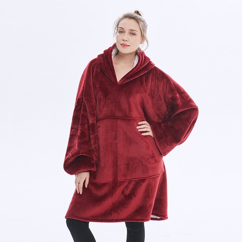 Adult Warm Hooded Snuggle Blanket Super Soft Fleece Sherpa Warm Wearable Hoodie - Picture 57 of 57