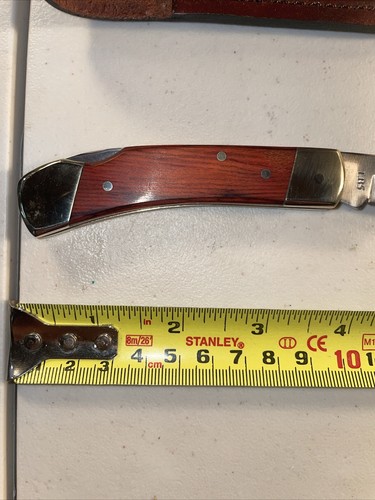 UNCLE HENRY SCHRADE LB5 WOOD HANDLE LOCKBACK POCKET KNIFE! WITH SHEATH! - Picture 6 of 15