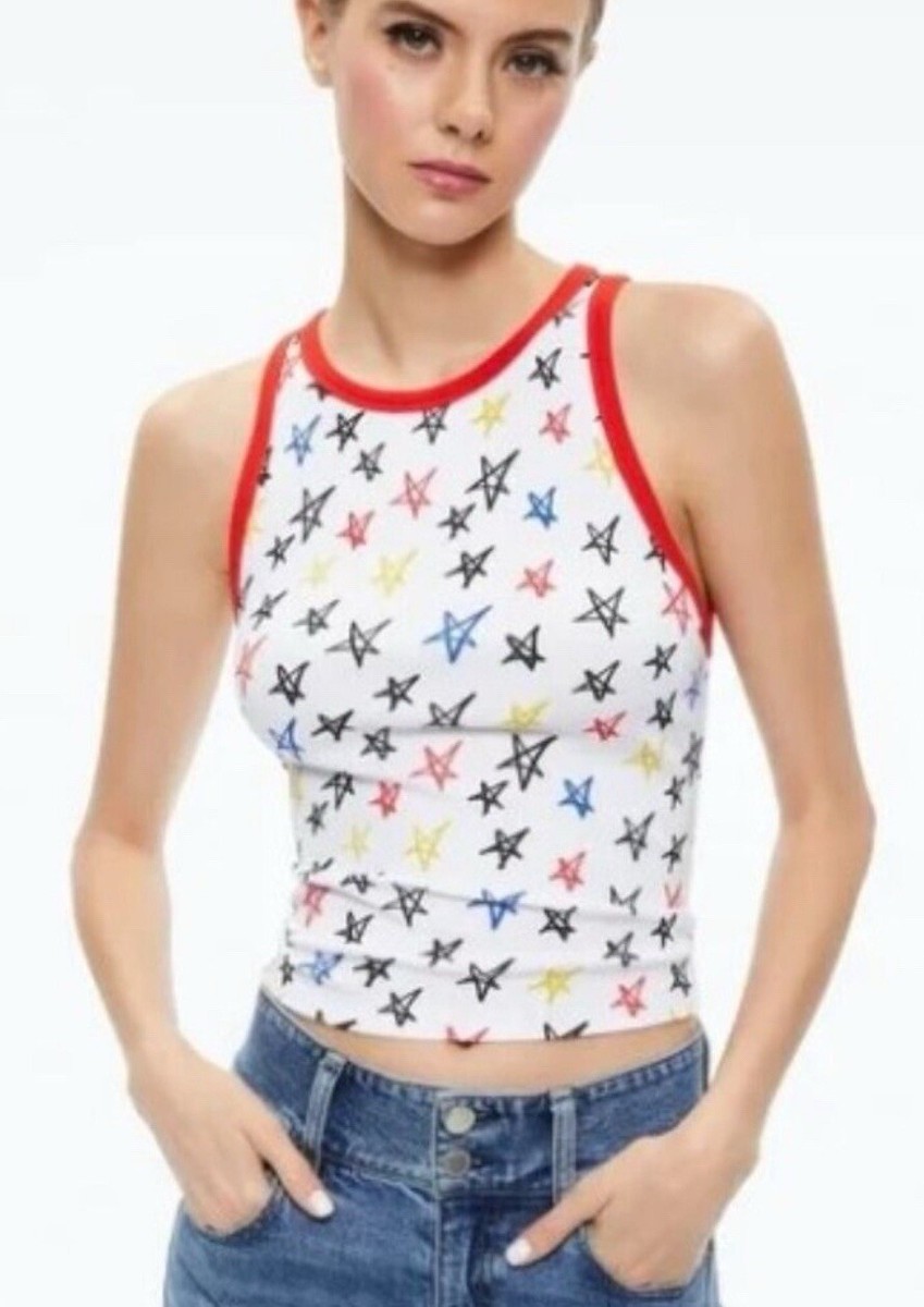 Alice + Olivia x LELE PONS Stars Allen Tank Top Size M Ribbed Knit