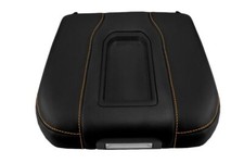 Console Lid Bucket Seat Armrest Cover Leather For Gmc Sierra 19-20 Orange Stitch