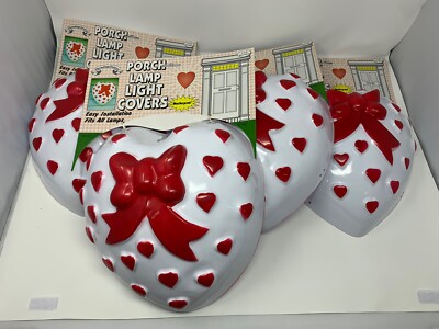 4 Vintage Valentine Hermitage Pottery Heart Porch Lamp Light Covers - Vacuform