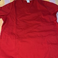 Dickies Medical Uniform Scrub Top V-neck, 3 Pocket, RED, Large Style 84721, NEW