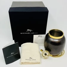 Michael Aram Lucky Anemone Floral Vase Stainless Steel Brass Enamel Bag &  Box