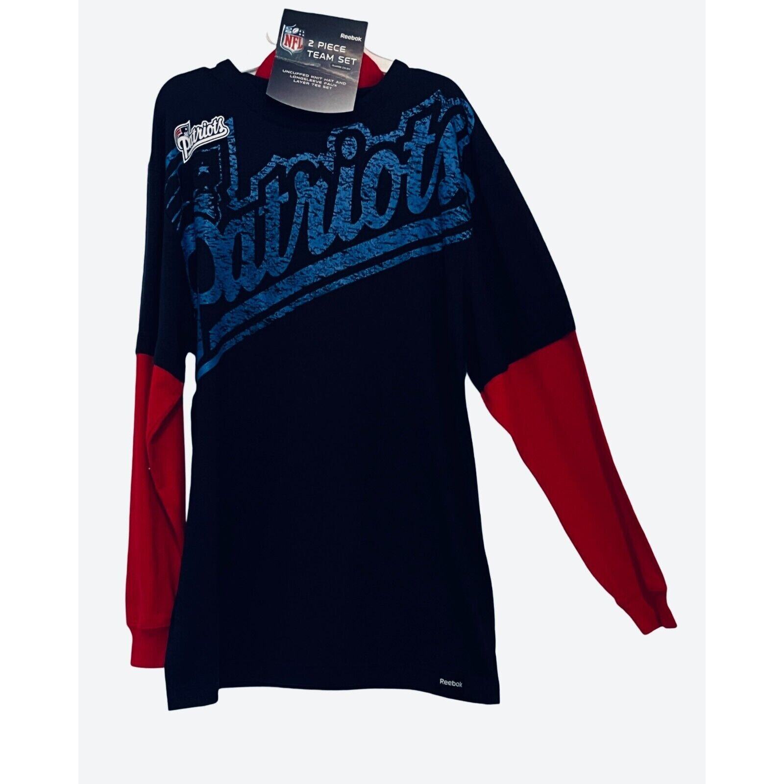 Reebok New England Patriots Shirt Boys Size XL Long Sleeve NFL Apparel Blue NEW