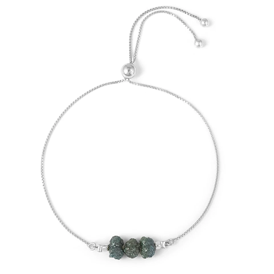 A+ Natural Blue Rough Diamond Beads Nuggets Bolo Chain Handmade Slider Bracelet - Image 4 of 4