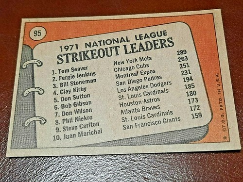 TOM SEAVER-FERGIE JENKINS 1972 TOPPS STRIKEOUT LEADERS ⚾️ BASEBALL CARD-STONEMAN - Picture 2 of 2