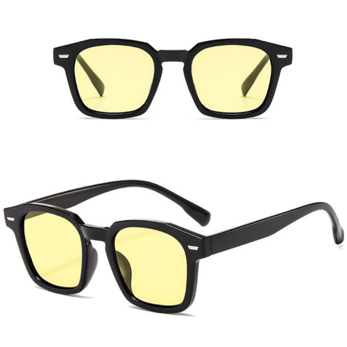 Tinted Lens Retro Vintage Unisex Designers Black Blue Red Tint Square Sunglasses - Picture 10 of 13