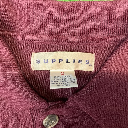 Supplies Sweater Mens BurgundySz M Long Sleeves Collar 1/4 Button - Picture 4 of 8
