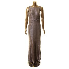 LAUREN RALPH LAUREN Women's Metallic Textured Evening Ball Gown Dress TEDO