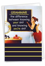 1 Funny Blank All Occasions Greeting Card - Grammar, Includes Envelope, US-Made