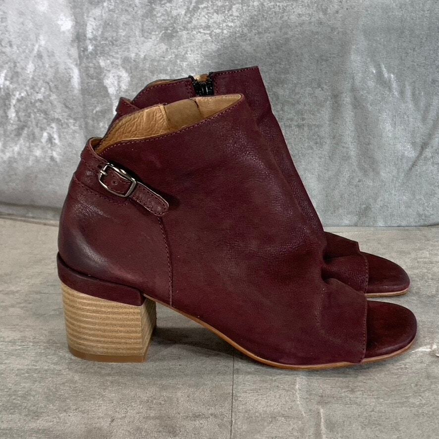 VINTAGE FOUNDRY Women's Burgundy Sabrina Peep-Toe Block-Heel
