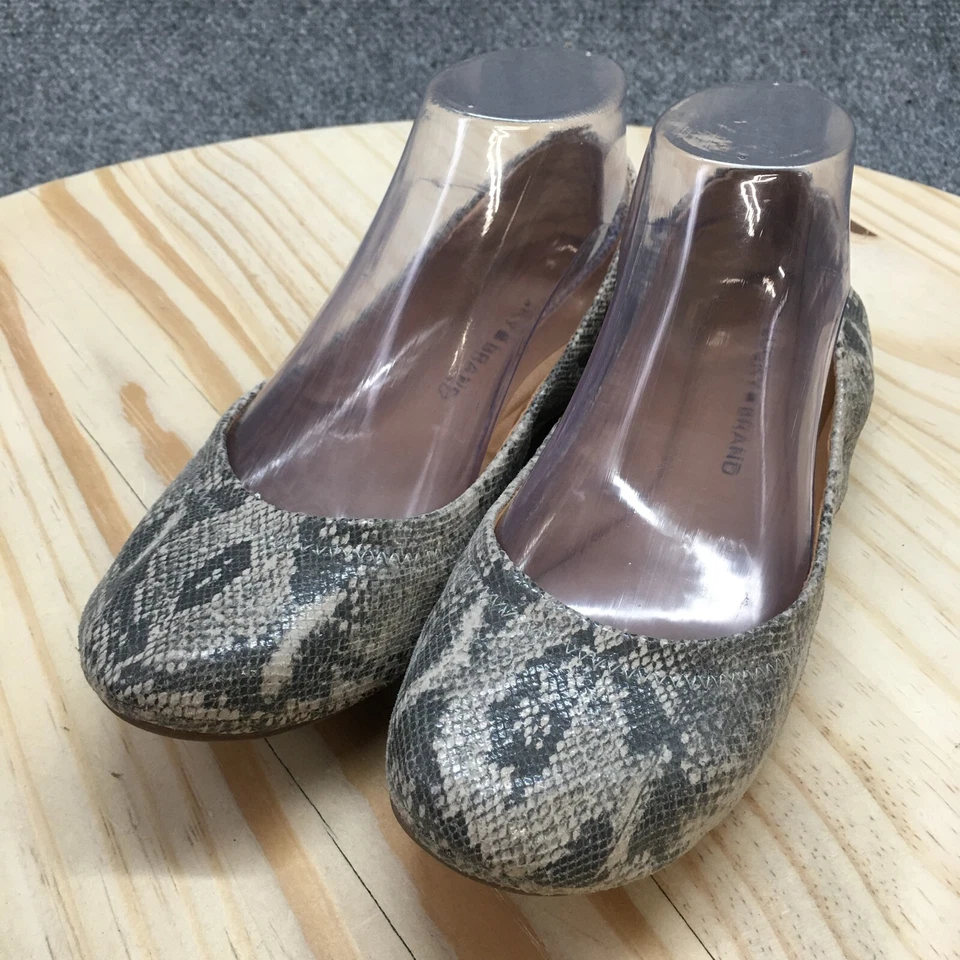 Lucky Brand Shoes Womens 7 M Emmie Snake Print Slip On Ballet Flats Gray Leather - image 3 of 4