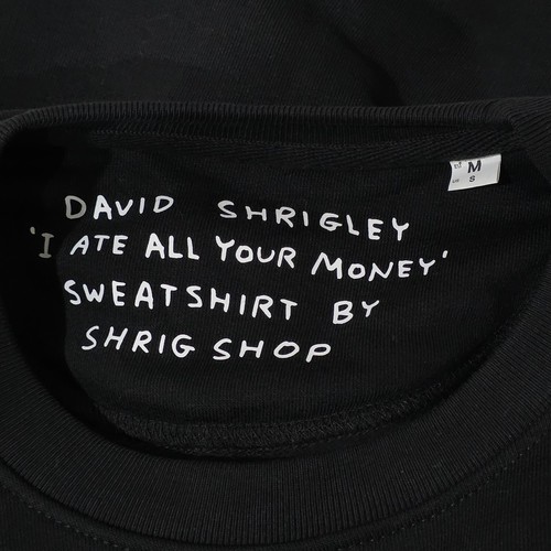 David Shrigley Jumper Mens Medium Black I Ate All Your Money Sweatshirt Rat - Picture 7 of 9