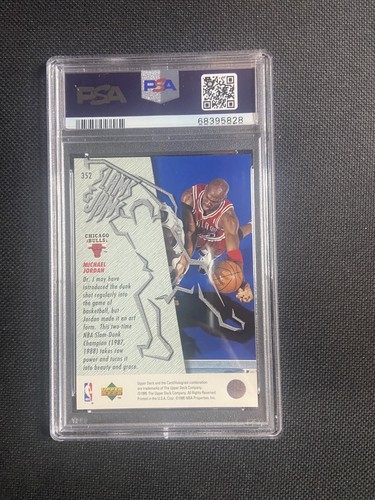 Corte eléctrica Michael Jordan 1995-96 cubierta superior golpeos y atascos #352 PSA 9 - Imagen 2 de 2