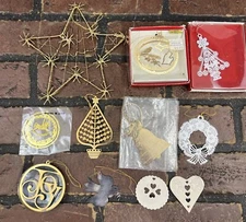 Flat Christmas Tree Ornaments Assorted Lot 11 Piece