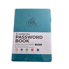 Clever Fox Password Book Internet Logbook Large Size Aquamarine Large Print