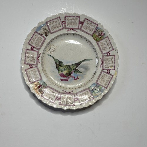 Antique 1909 Calendar Plate Antique Bird