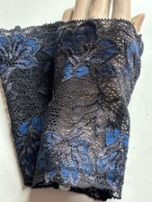 Handstulpen Stulpen Pulswärmer Gothic Punk Spitze  floral schwarz blau 14 cm