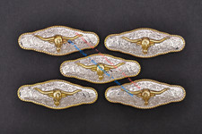 6X 65 24mm Gold Cowboy Longhorn Bull Leathercraft Horse Saddles Belt Conchos