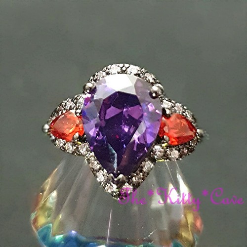 Big Rhodium CZ Crystal Zirconia Geometric Triple Pear Cut Sparkly Cocktail Ring - Picture 21 of 29