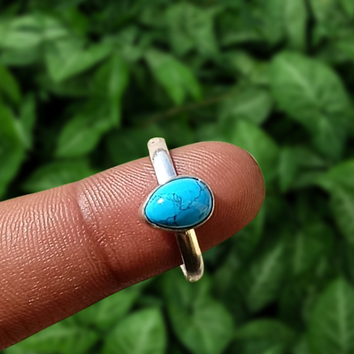 Best Buy Turquoise Gemstone Adjustable Ring 925 Silver Plated Women's Jewelry - Picture 1 of 5