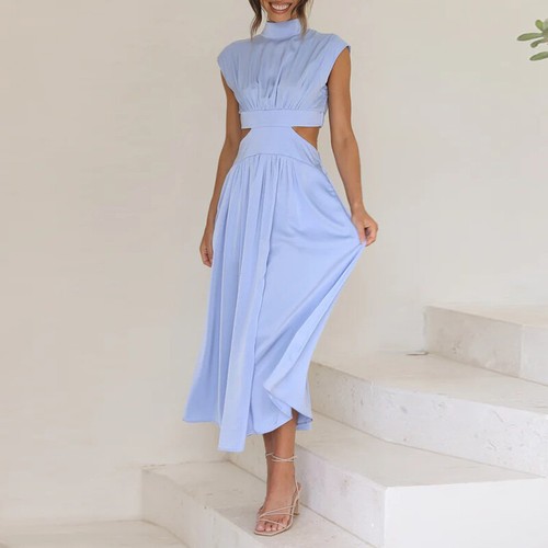 Lange Frauen Kleider Maximal Ärmellosen Ohne Rücken Süßes Elegantes ≌ - Picture 15 of 25