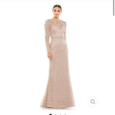 Mac Duggal 11217 Size 10 $898 Long Sleeve High Neck Embroidered Gown