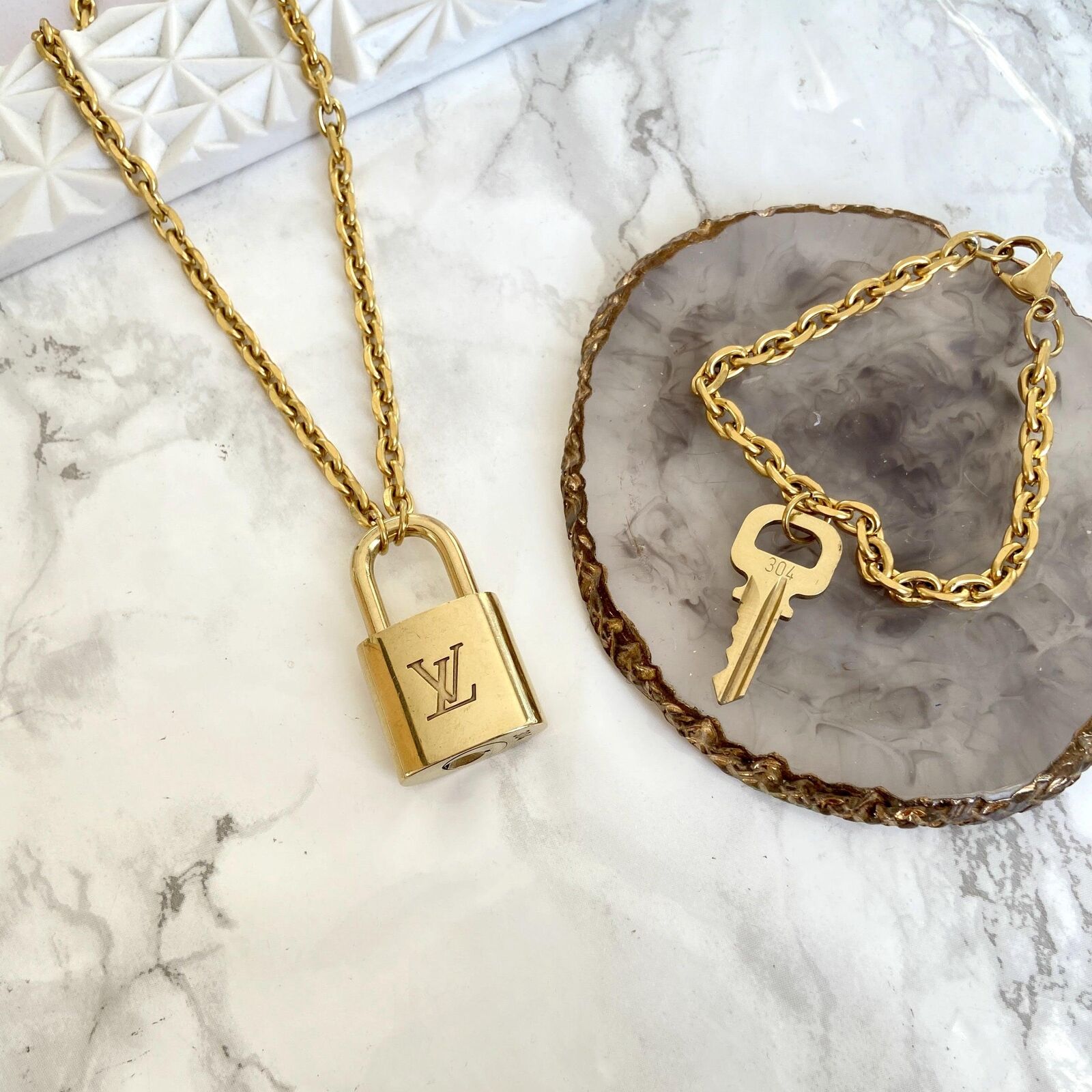 Repurposed LV Lock Rolo Necklace – Moonstock Jewelry