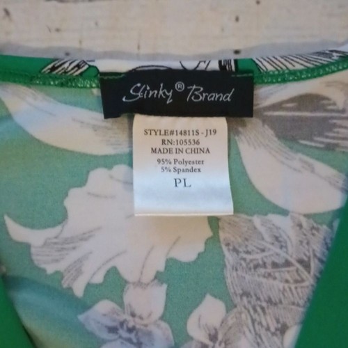 Slinky Brand Green White Black Floral Print Open Cardigan Shrug Kimono PL - Picture 3 of 7