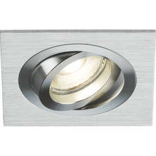 Square Tilt Architectural Ceiling Downlight Fitting 10W GU10 Brushed Chrome MLA