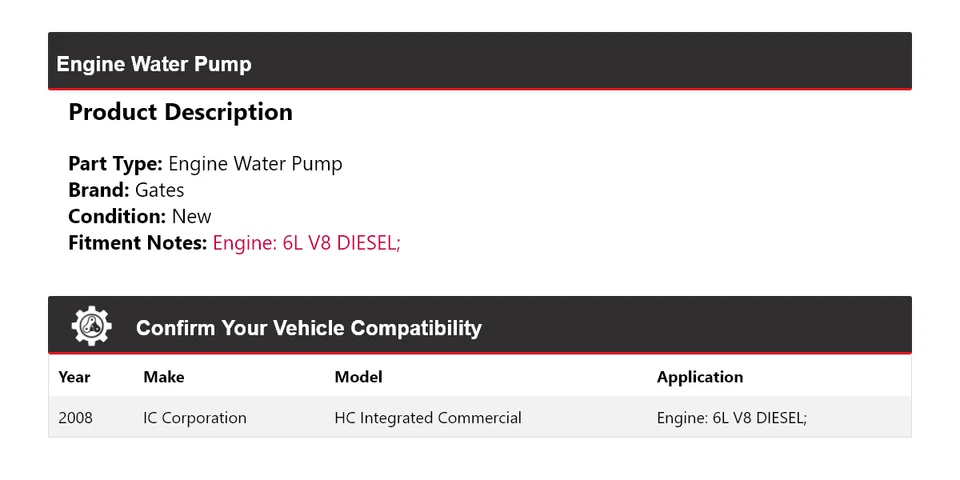Puertas integradas de bomba de agua para motor comercial IC Corporation HC 2008 Foto 2 de 4