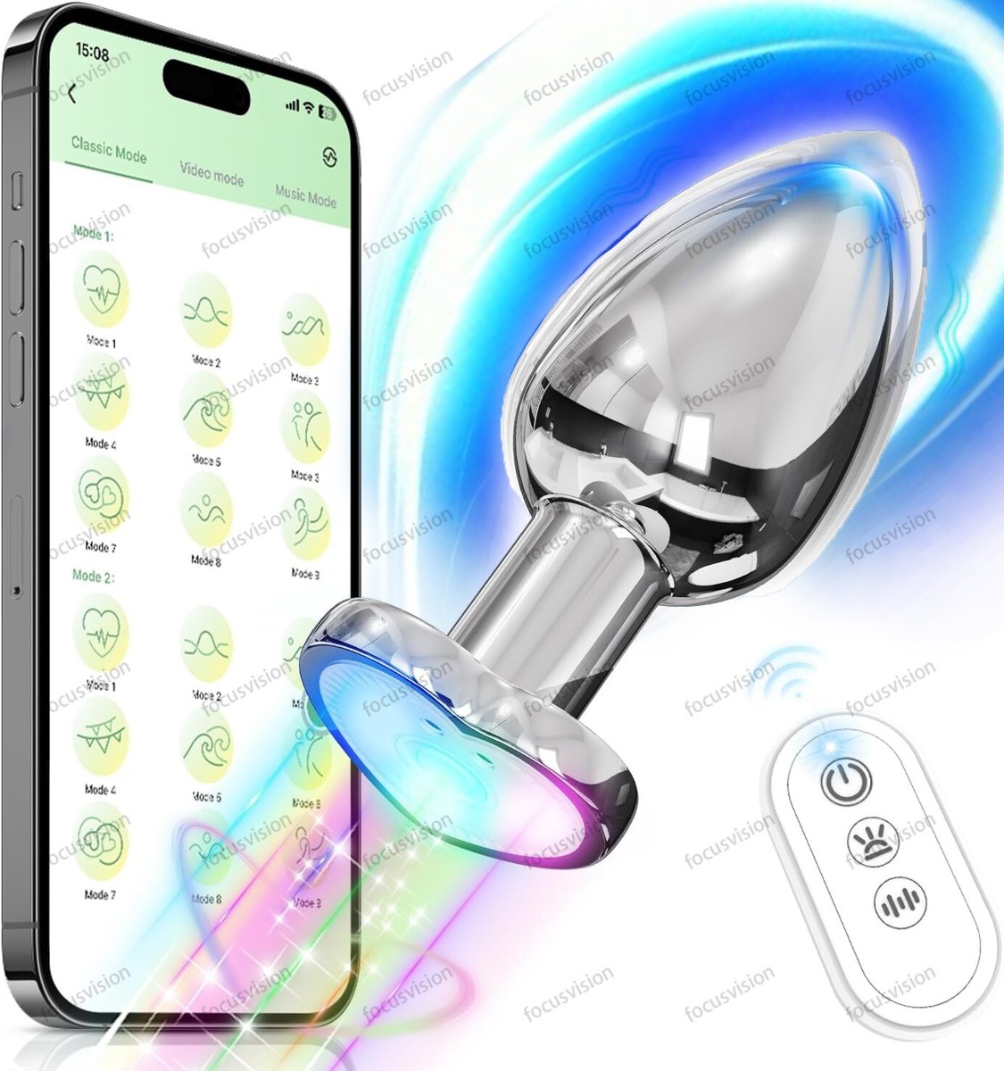 Light Up Vibrating Butt Plug Anal Toy With App Remote Control Couples Women  Men | eBay