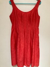 Nine West Womens 10 Dress Red Pockets Lined Round Neck Straps Flare Zipper