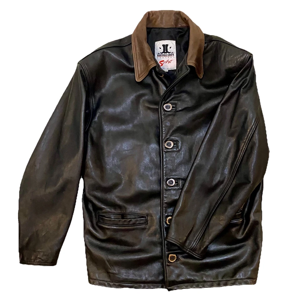 Chaqueta de cuero botín Buffalo Chips rara de colección para hombre talla S, Soho NYC, Western Wear Foto 3 de 4