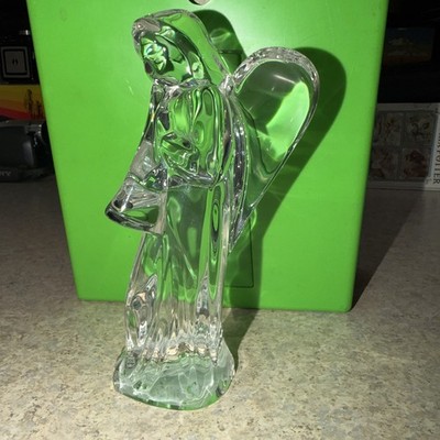 EXQUISTE BACCARAT CRYSTAL NATIVITY ANGEL PLAYING HORN FIGURINE MINT