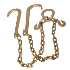 Flatbed Truck Rollback Wrecker Carrier 5/16" × 2' G70 Tow Chain J-Hooks V-Chain