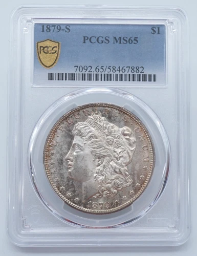1879-S Morgan Silver Dollar PCGS MS65 Gold Shield Label - T319