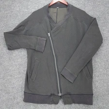 Lululemon Mula Bundle Wrap Size 8 Jacket Asymmetric Zip Striped Black Stretch 