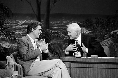 Actor Ted Danson with host Johnny Carson on February 22 1991 Old TV Photo 1