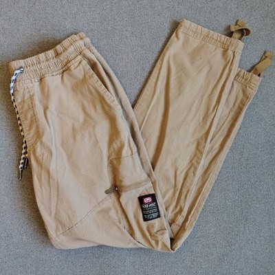 Ecko Unltd Cargo Utility Pants Mens L Joggers Adjustable Ankle Tan Streetwear