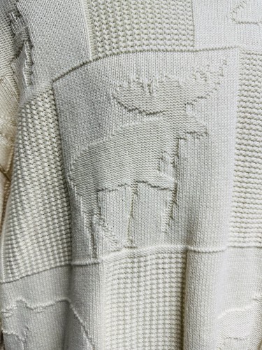 Brimwick Men's Sz L Yellowstone Nat'l Park Knit Animal Print White Sweater Y2K - Picture 4 of 9