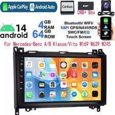 DAB+ Android14 Autoradio Carplay GPS F&uuml;r Mercedes-Benz A/B Klasse/Vito W169 W245