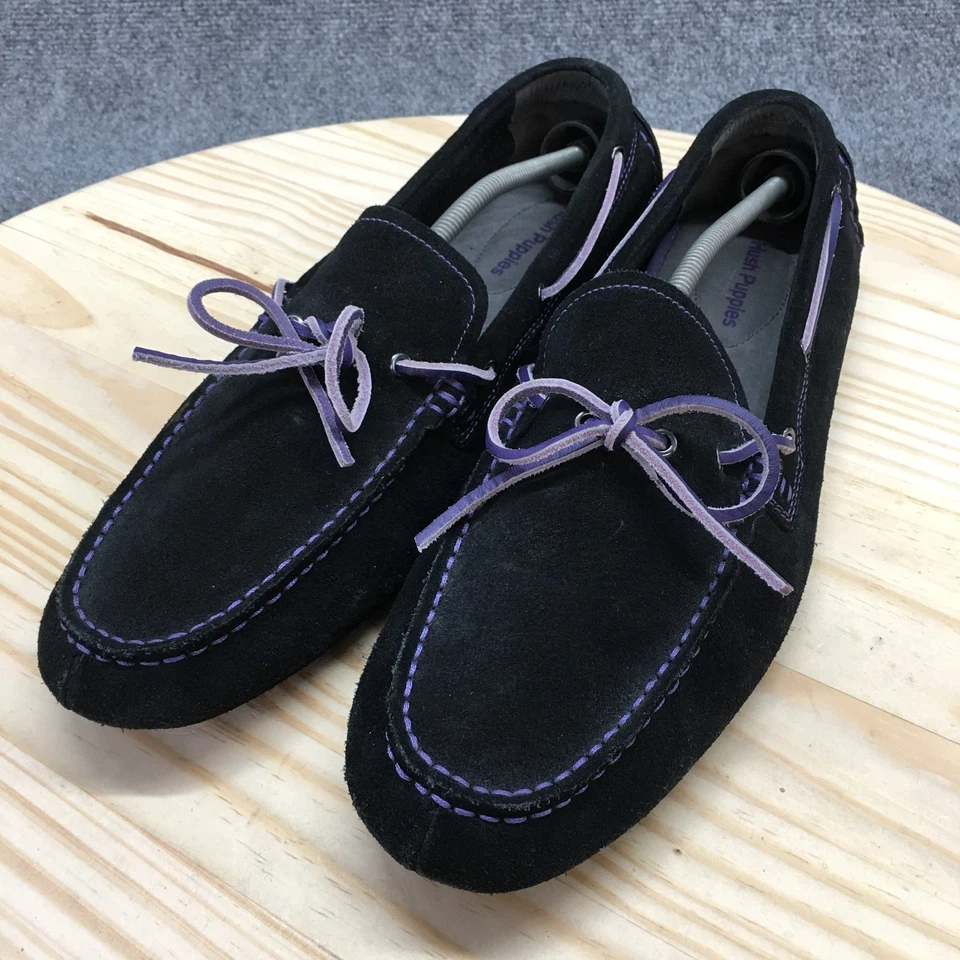 Zapatos Hush Puppies para Hombres 13 Mocasines Negros Sin Cordones Informales Confort Parte Superior Baja Foto 3 de 4