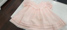 Will’Beth Pink Dress Heirloom Lace pearl Beads bow Layered tiered Girls 6-12 MTH