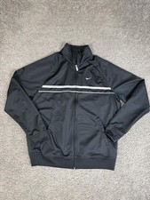 Nike Jacket Mens L Black Windbreaker Full Zip Pockets Swoosh Lightweight