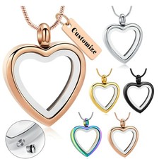 Glass Heart Cremation Urn Necklace for Ashes Keepsake Memorial Ashes Urn Pendant