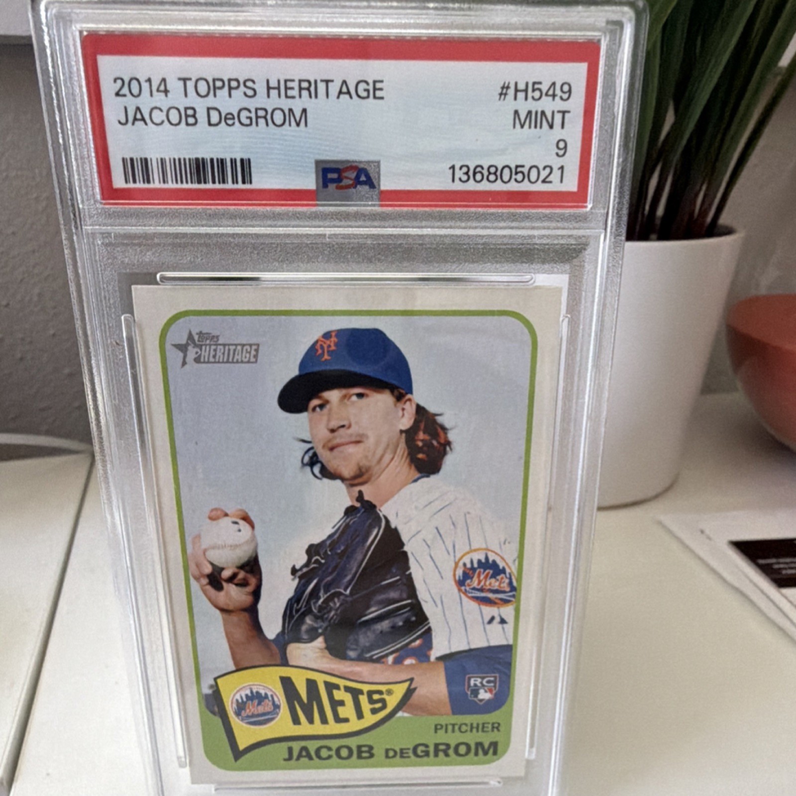 Topps Heritage High Number Jacob deGrom #H549 Mets Rookie Base PSA 9 2014